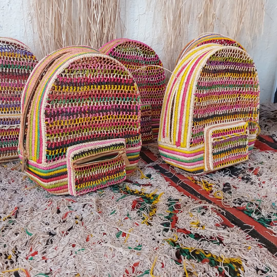 Moroccan Handmade Straw Backpack