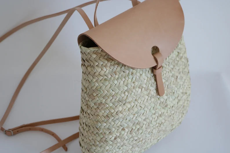 Moroccan Handmade Straw Backpack