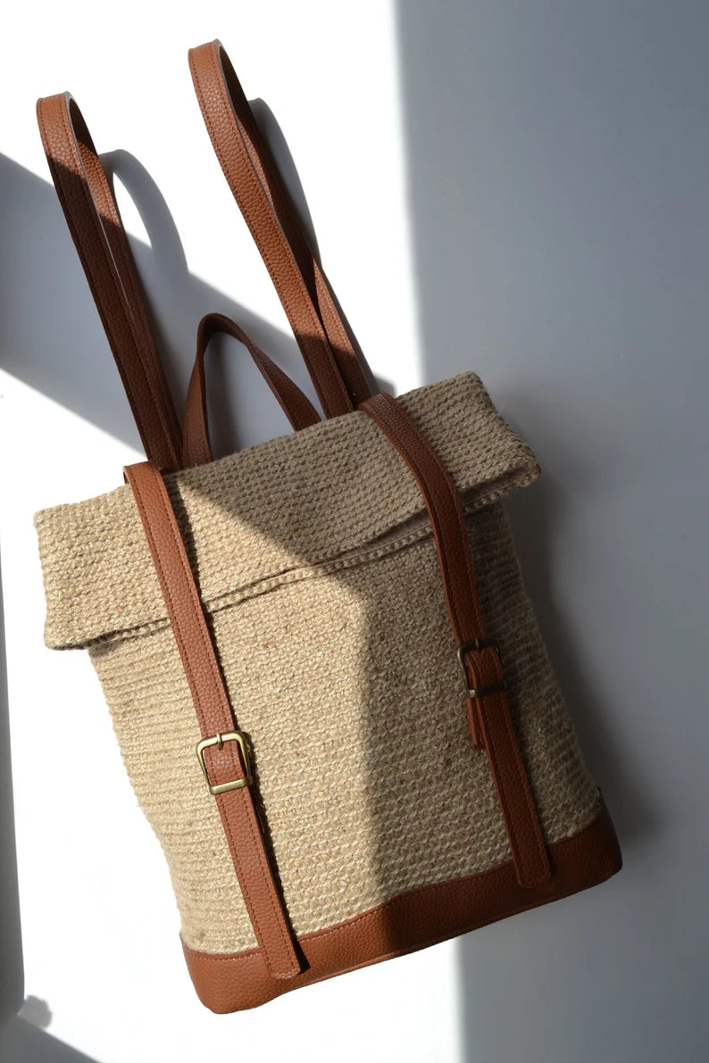 Moroccan Handmade Straw Backpack